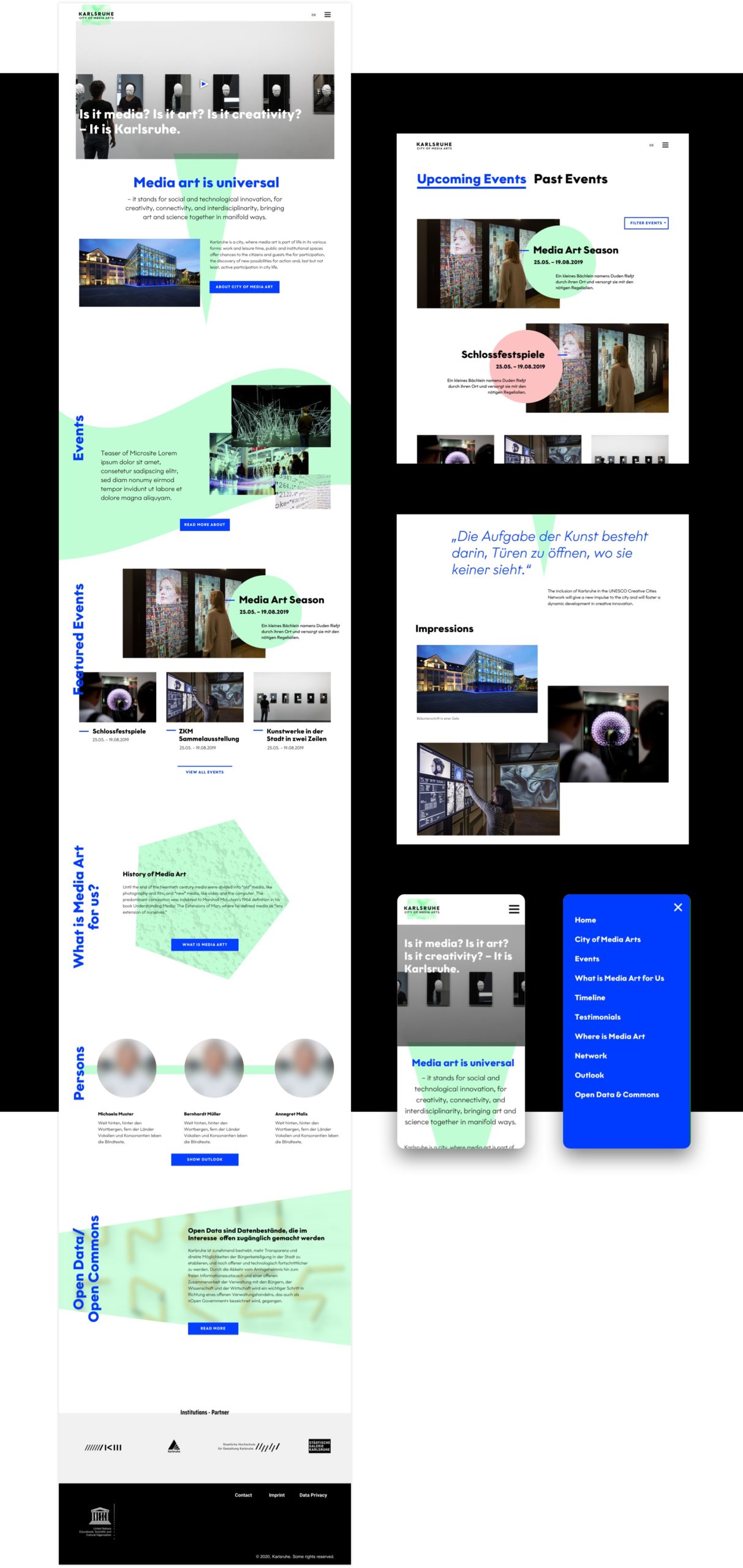 User Interface Design für die Website der Unesco City of Media Art Karlsruhe