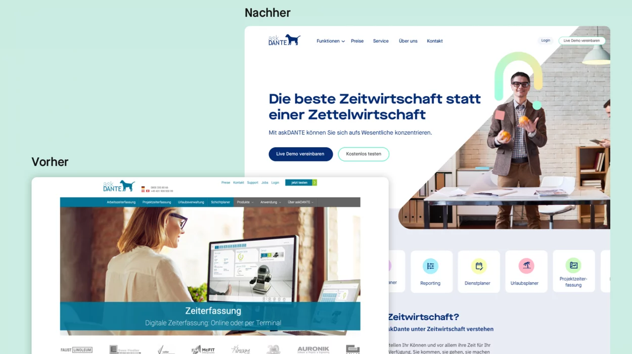 Webdesign Vorher/Nachher