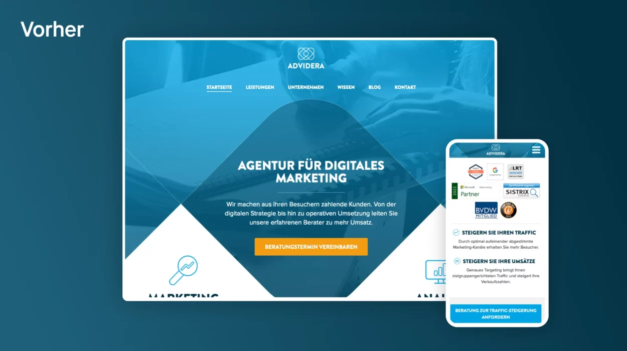 Webdesign Vorher